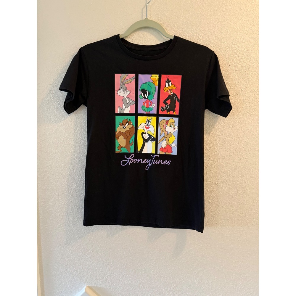 Looney Tunes Characters Black T Shirt Kids Size L Graphic Tee